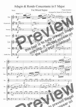page one of Adagio & Rondo Concertant in F Major - Schubert - Mixed Septet - Score