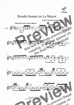 page one of Rondó-Sonata en La Mayor for solo guitar