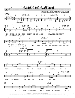 page one of Beast Of Burden (Real Book – Melody, Lyrics & Chords)