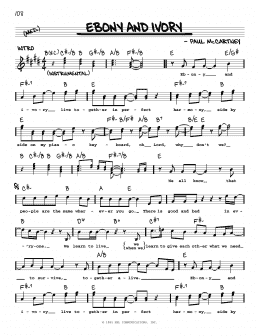 page one of Ebony And Ivory (Real Book – Melody, Lyrics & Chords)