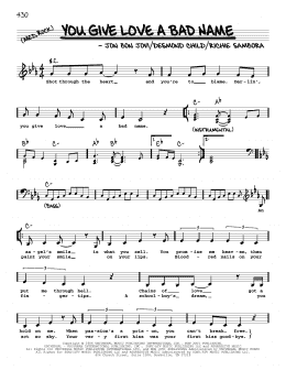 page one of You Give Love A Bad Name (Real Book – Melody, Lyrics & Chords)