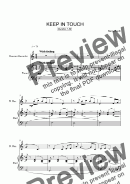 page one of Keep in Touch (recorder)