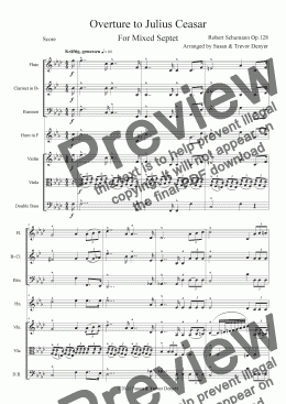 page one of Overture to Julius Ceasar - Schumann - Mixed Septet - Score