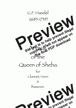 page one of Arrival of the Queen of Sheba