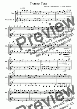 page one of Trumpet Tune for Oboe and Clarinet Duet