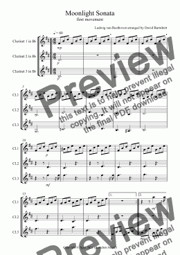 page one of Moonlight Sonata (1st movement) for Clarinet Trio