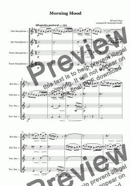 page one of Morning Mood by Edvard Grieg - Saxophone quartet (AATT)