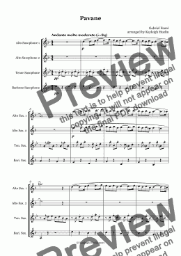 page one of Pavane by Gabriel Faure - Saxophone quartet (AATB)