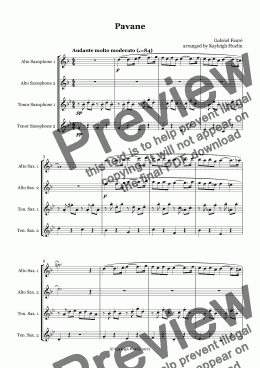 page one of Pavane by Gabriel Faure - Saxophone quartet (AATT)