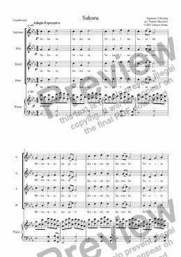 page one of Sakura - Japanese Folk-song for S.A.T.B. Choir and Piano