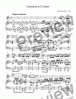 page one of Marcello - Concerto in C minor BWV 974  - I. Allegro for trumpet piccolo Bb & piano (Balsom)