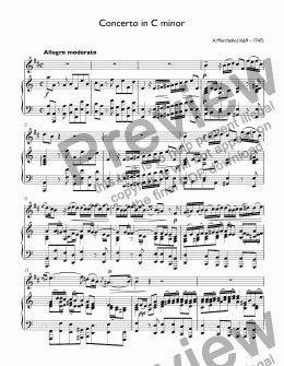 page one of Marcello - Concerto in A minor BWV 974 - I. Allegro for trumpet Bb & piano