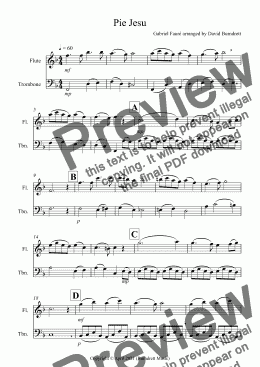page one of Pie Jesu (from Requiem) for Flute and Trombone Duet