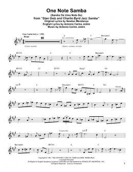 page one of One Note Samba (Samba De Uma Nota So) (Alto Sax Transcription)