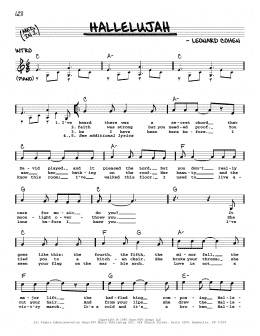 page one of Hallelujah (Real Book – Melody, Lyrics & Chords)
