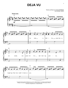 page one of deja vu (Easy Piano)
