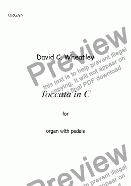 page one of Toccata in C by David Wheatley for organ