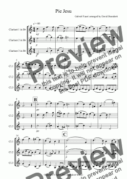 page one of Pie Jesu (from Requiem) for Clarinet Trio