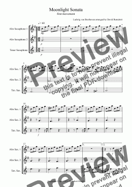 page one of Moonlight Sonata (1st movement) for Saxophone Trio