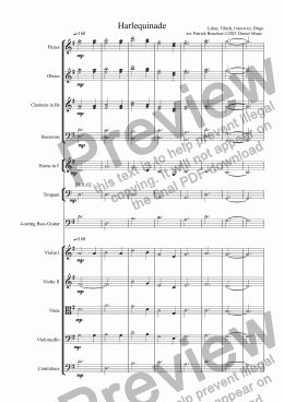 page one of Harlequinade for Orchestra - medley of tunes by Léhar and others