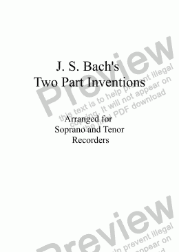 page one of Bach's Two Part Inventions for Soprano and Tenor Recorder