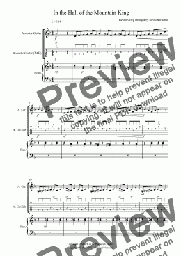 page one of In the Hall of the Mountain King for Guitar and Piano