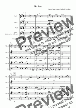 page one of Pie Jesu (from Requiem) for String Quartet