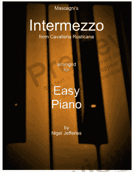 page one of Intermezzo from Cavaleria Rusticana arranged for easy piano