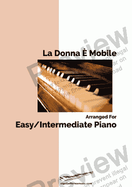 page one of La Donna e Mobile arranged for easy piano