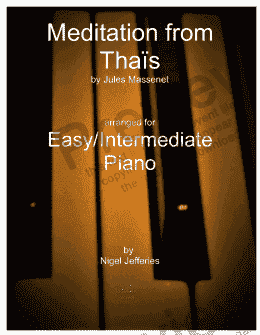 page one of Meditation fromThais-arranged for easy piano