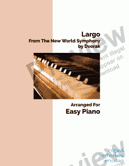 page one of Theme from New World Symphony- arranged for easy piano