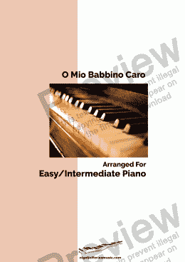page one of O Mio Babbino Caro from Madame Butterfly arranged for easy piano