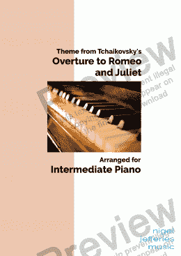 page one of Theme from Romeo and Juliet Overture arranged for easy piano