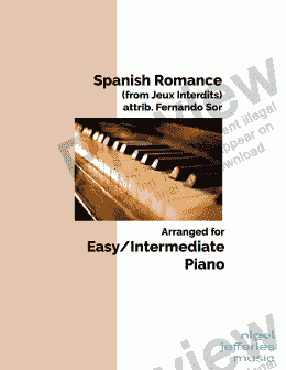 page one of Spanish Romance arranged for easy piano