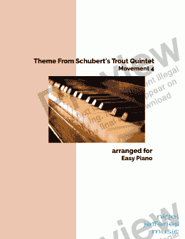 page one of Theme from Trout Quintet Movt 4 arranged for easy piano
