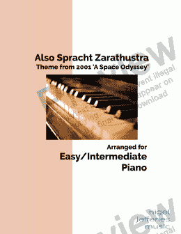 page one of Also Spracht Zarathustra arranged for easy piano