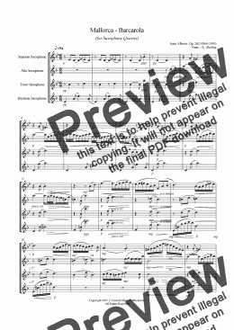 page one of Albeniz - Mallorca Barcarola (Sax Quartet SATB)