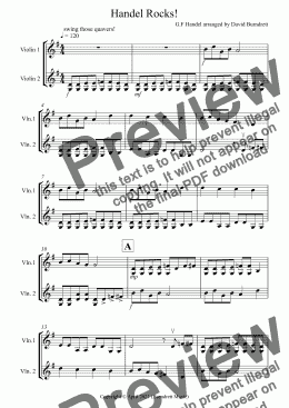 page one of Handel Rocks! for Violin Duet