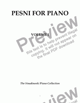 page one of The Sinadinoski Piano Collection, Volume 1