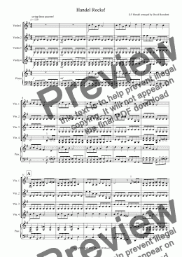 page one of Handel Rocks! for Violin Quartet