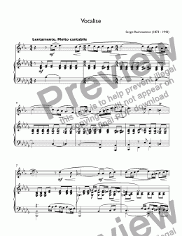 page one of Rachmaninov, Sergei - Vocalise for trumpet Bb & piano (Dokshizer) (light version)