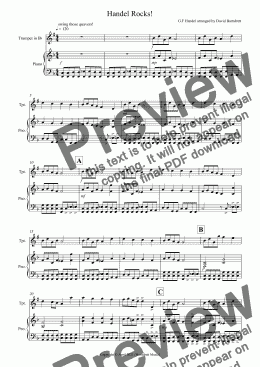 page one of Handel Rocks! for Trumpet and Piano