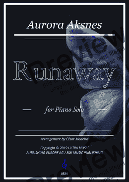 page one of Runaway by Aurora for Piano Solo