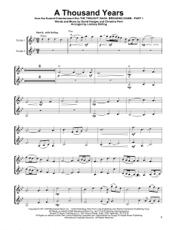 page one of A Thousand Years (Violin Duet)