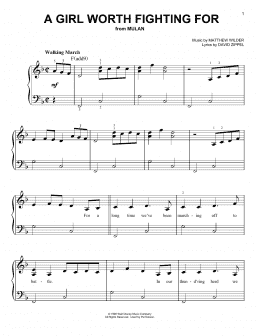 page one of A Girl Worth Fighting For (from Mulan) (Easy Piano)