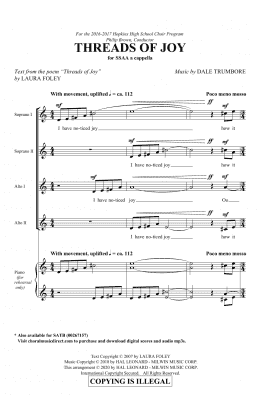 page one of Threads Of Joy (SSAA Choir)