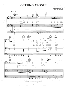 page one of Getting Closer (Piano, Vocal & Guitar Chords (Right-Hand Melody))