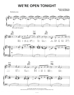 page one of We're Open Tonight (Piano, Vocal & Guitar Chords (Right-Hand Melody))