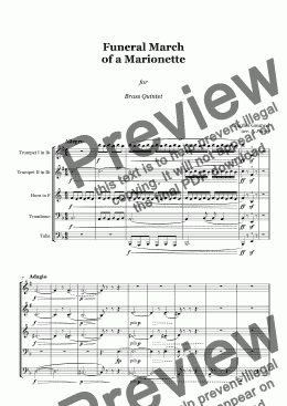 page one of Gounod - Funeral March of a Marionette - Brass Quintet