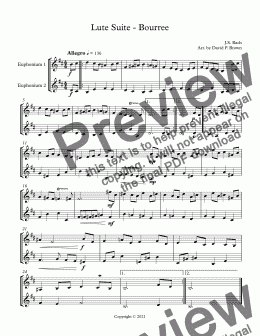 page one of Lute Suite - Bourree - for Two Euphoniums